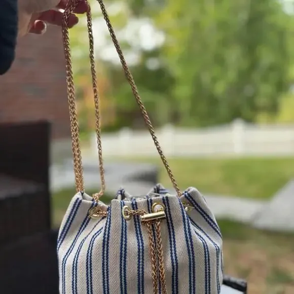 Blue striped mini shoulder bag - Picture 2 of 4